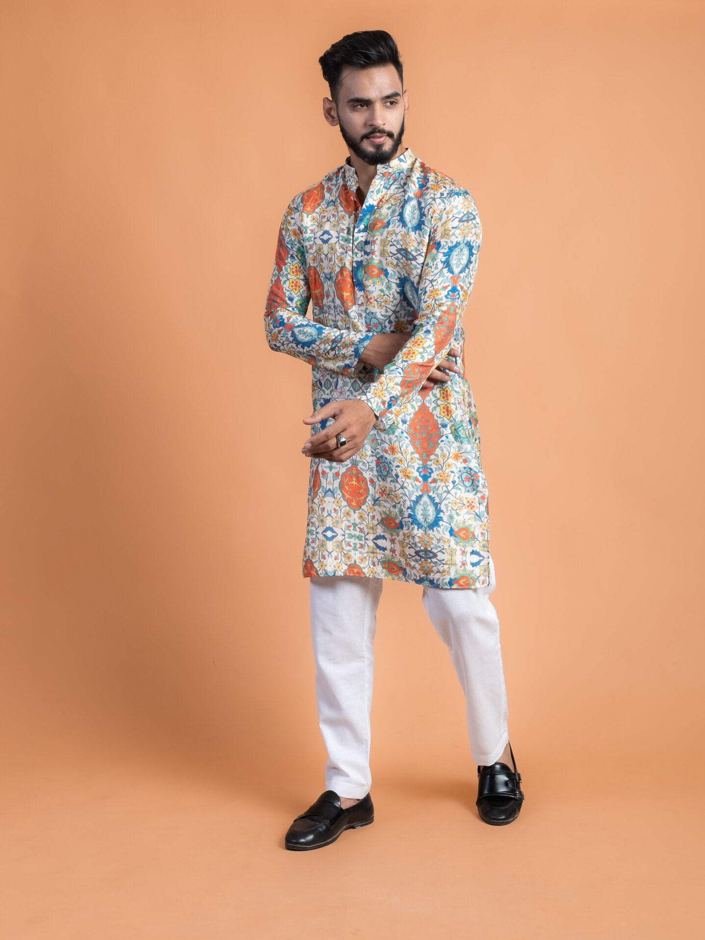Vintage Silk Printed Kurta - CiceroniKurtaHouse Of K.C