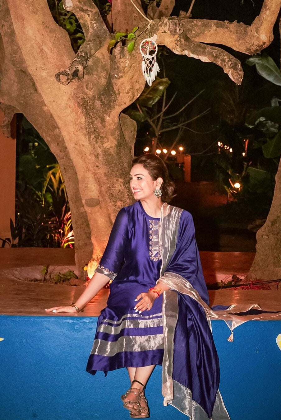 Violet Chanderi Silk Kurta Set with Dupatta - CiceroniKurta Set, Festive wearBhavik Shah