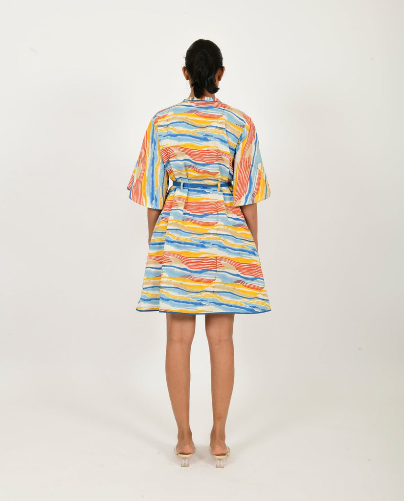 Wave Tie Up Dress Organic Cotton - CiceroniDressesRias Jaipur