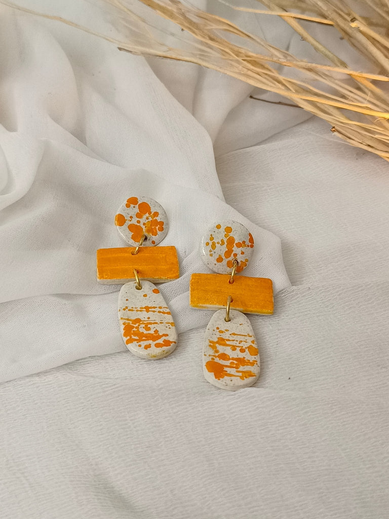 White and Orange Earrings - CiceroniEarringsBoundless by Shilpi