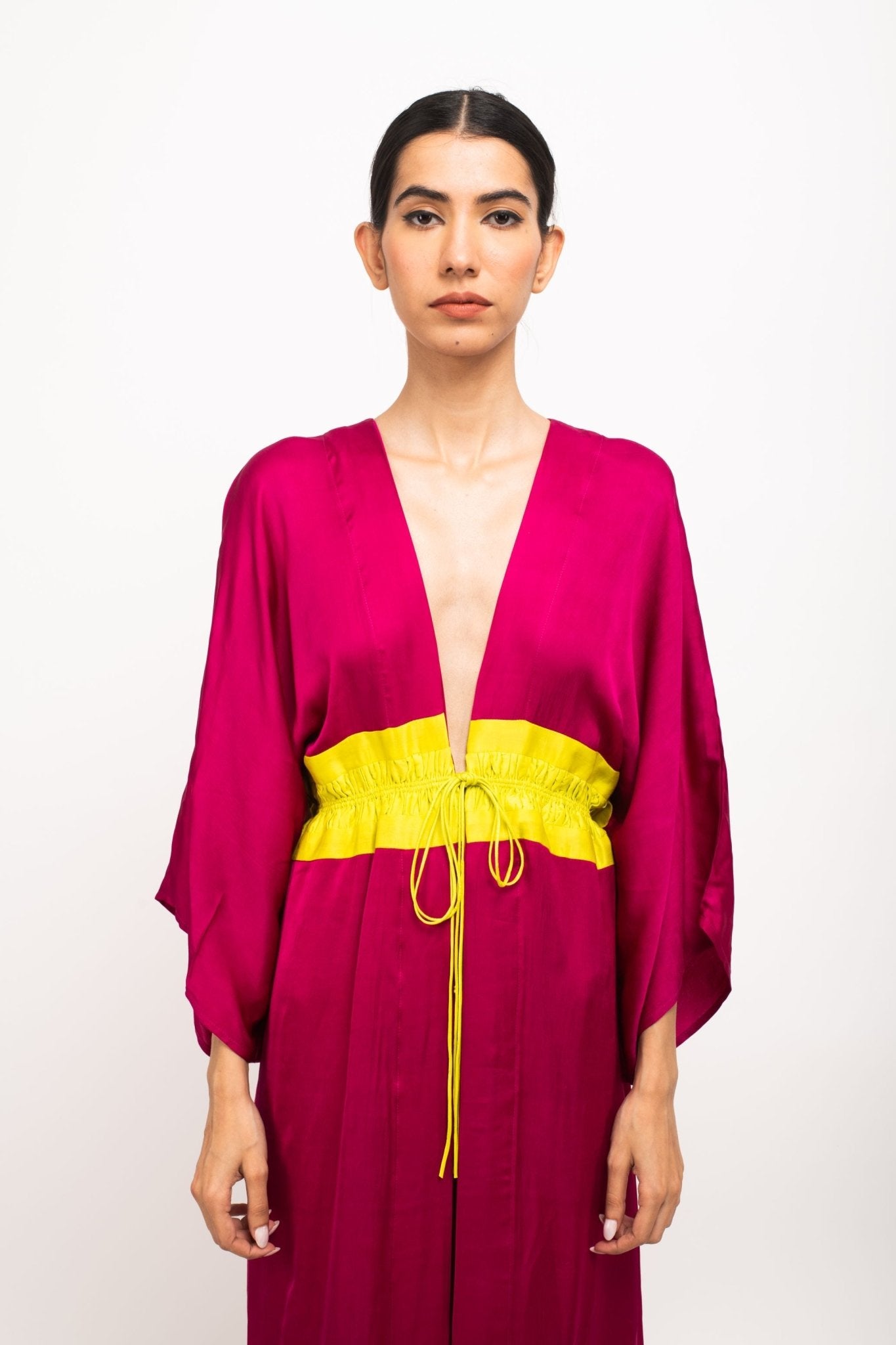 Wine-Neon Asymmetrical Cape - CiceroniDressNeora