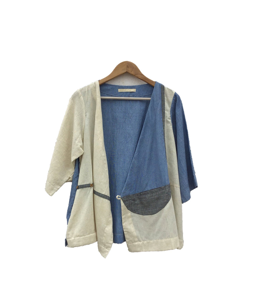 Wrap Top In Grey/Blue - CiceroniPatch Over Patch