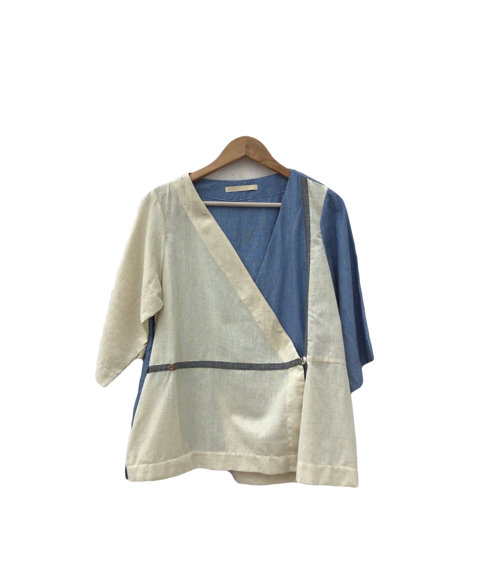 Wrap Top In Grey/Blue - CiceroniPatch Over Patch