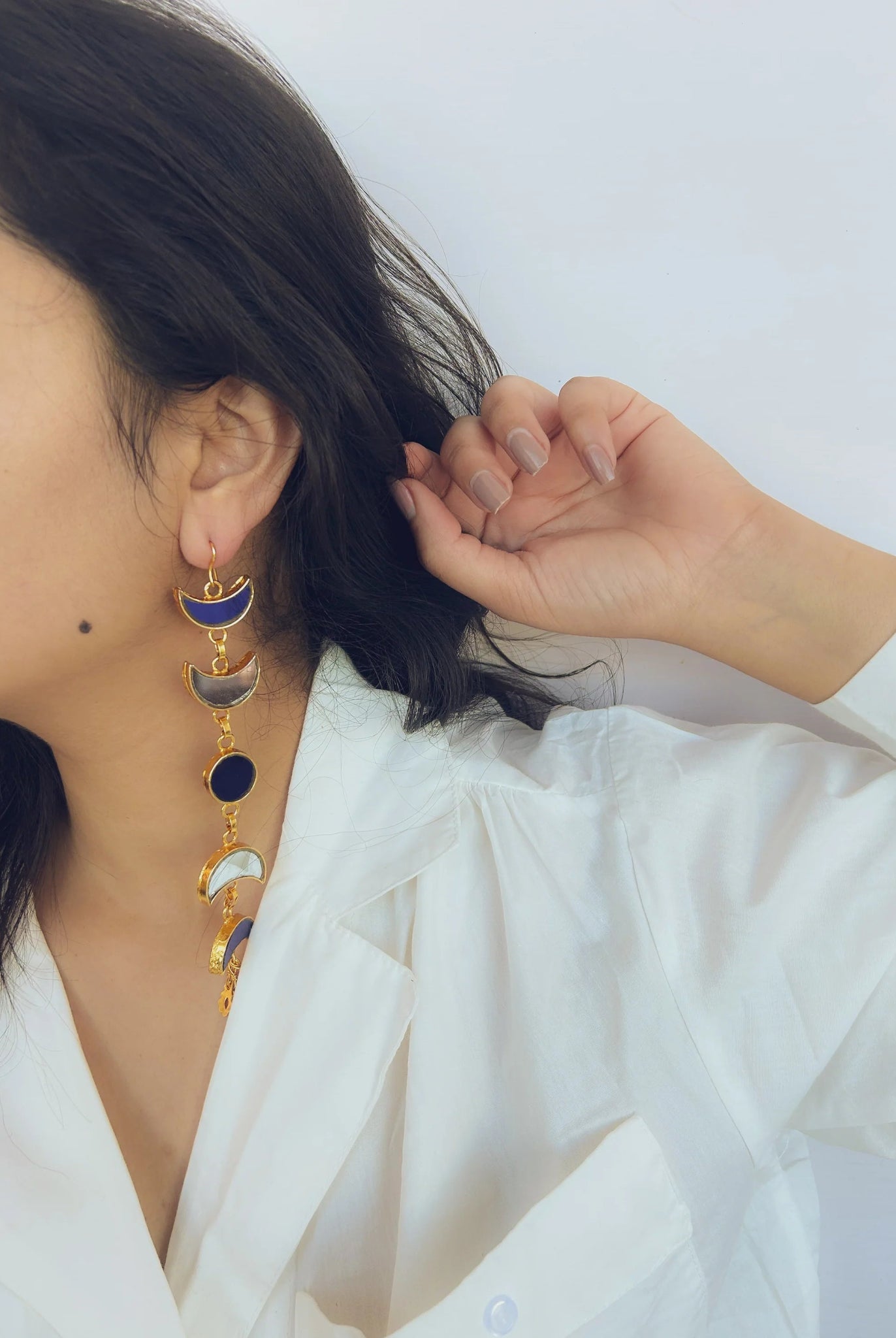 Yaraa Blue & White Gold Plated Earrings - CiceroniEarringsAimra'a