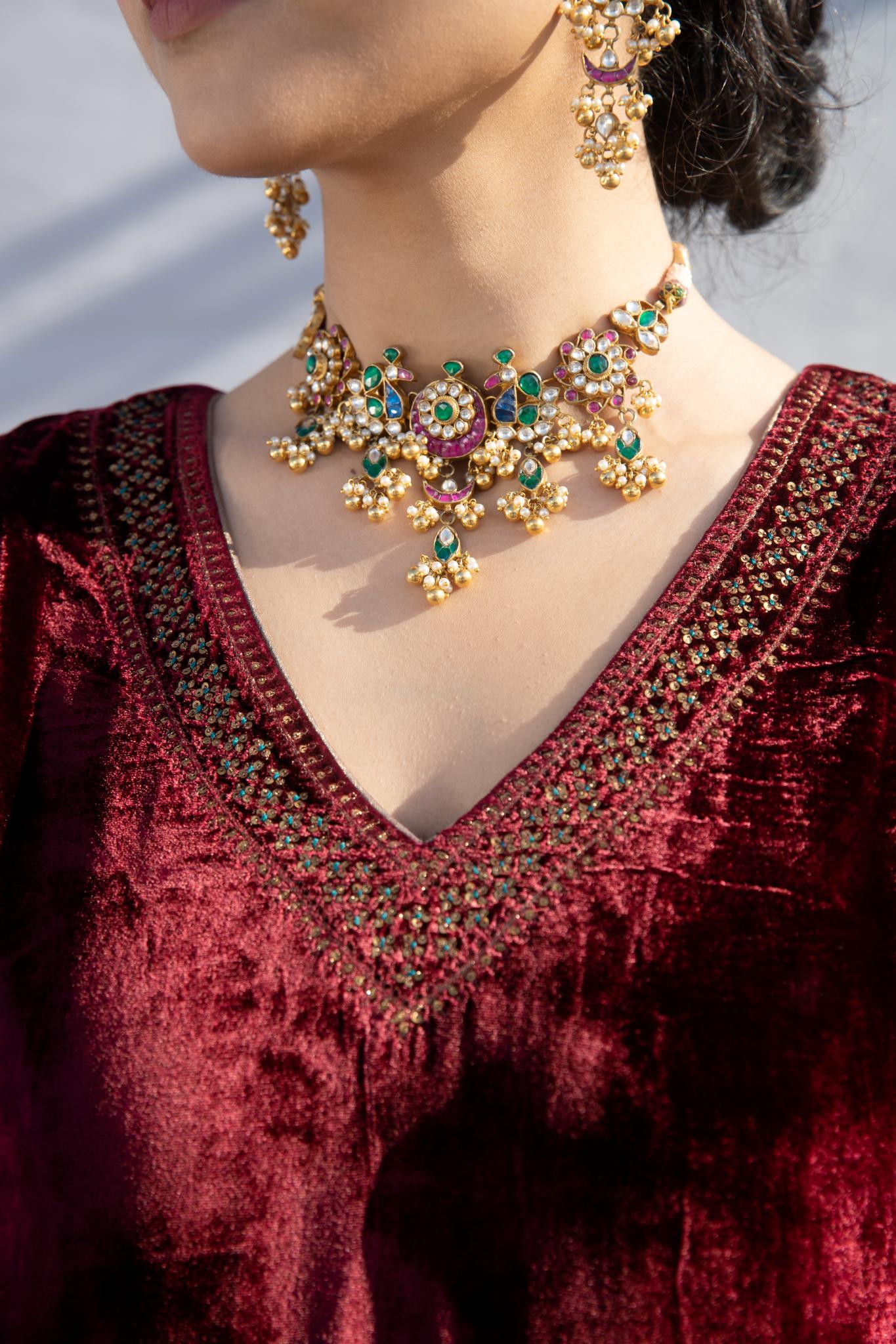 Yasmin Velvet Kurta Set of 2 - CiceroniKurta Set, Festive wearLabel Shreya Sharma