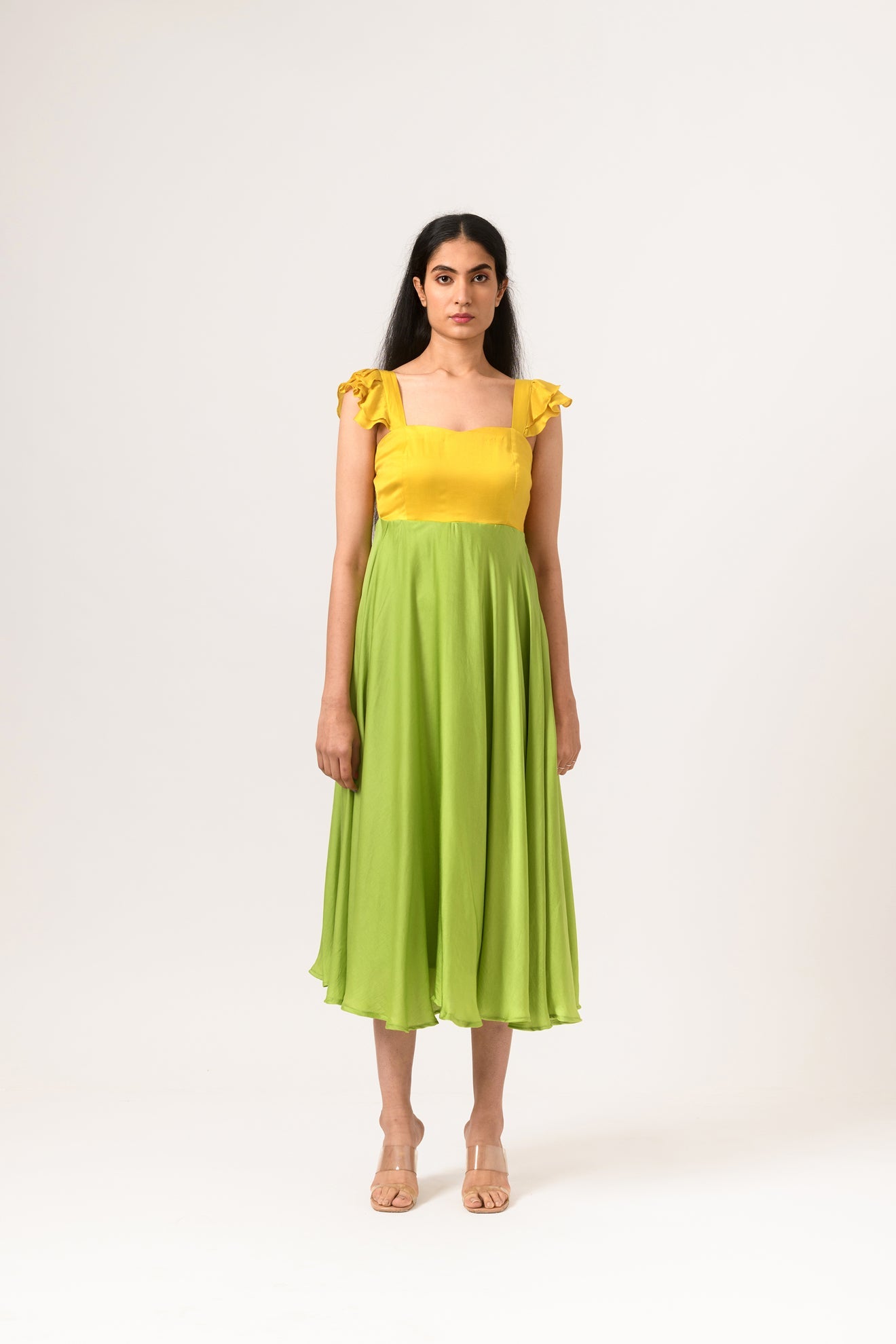 Buy Yellow Cold-Shoulder Maxi Dress Online - Label Ritu Kumar India Store  View