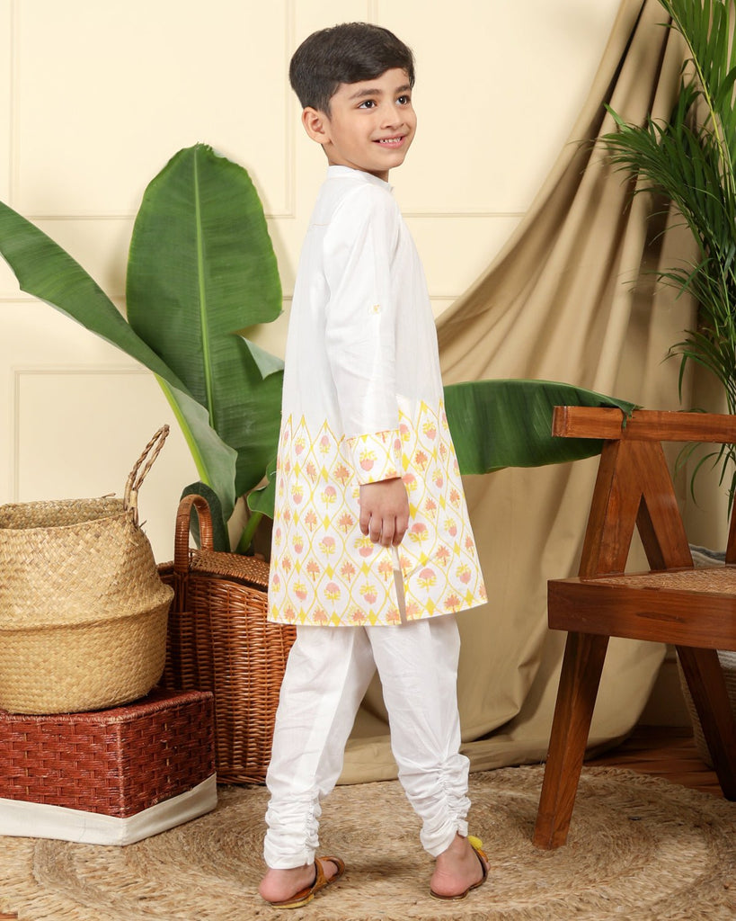 Zahra Boys Ethnic Embroidered Kurta with Churidaar Set - CiceroniKurta Set, Festive wearMiko Lolo