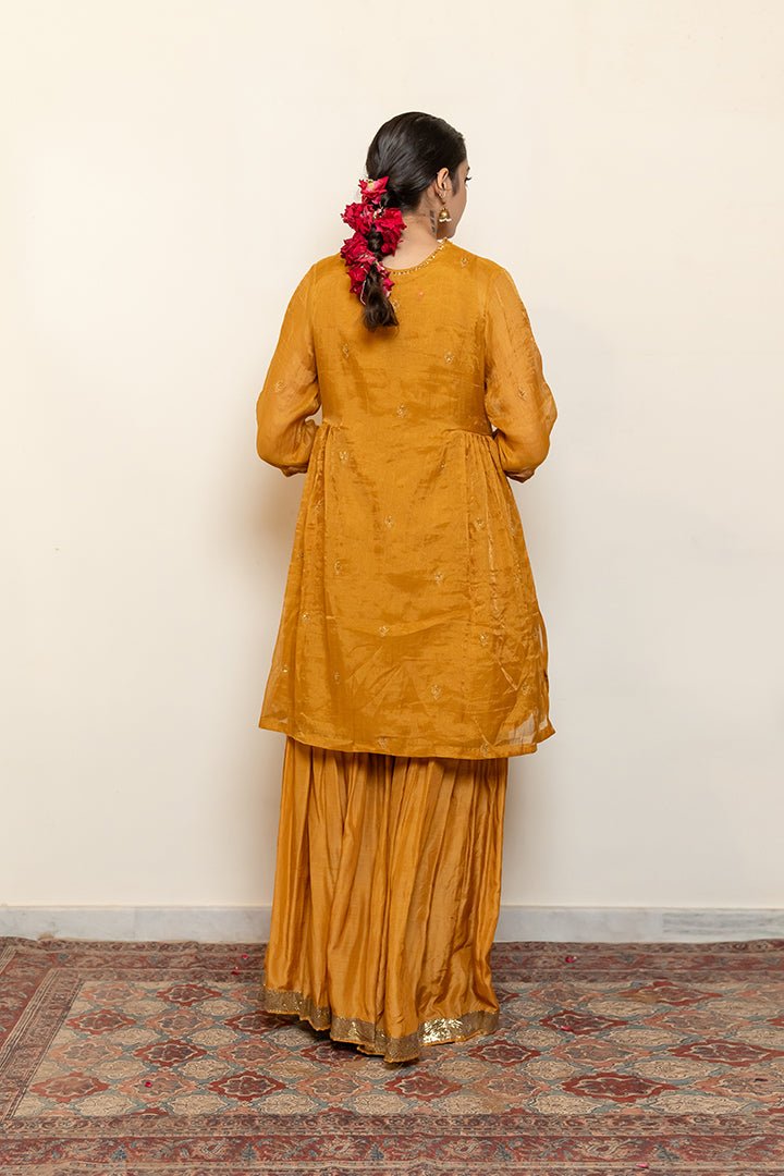 Zareen Gharara Set - Mustard (Set of 3) - CiceroniKurta Set, Festive wearNirjara