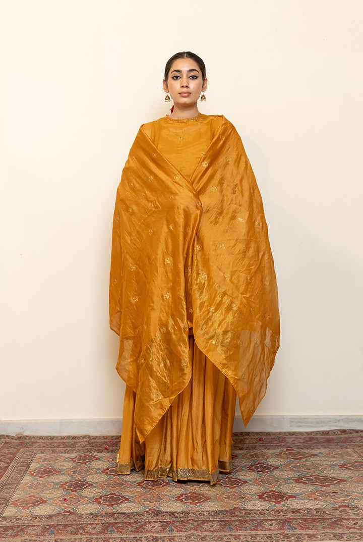 Zareen Gharara Set - Mustard (Set of 3) - CiceroniKurta Set, Festive wearNirjara