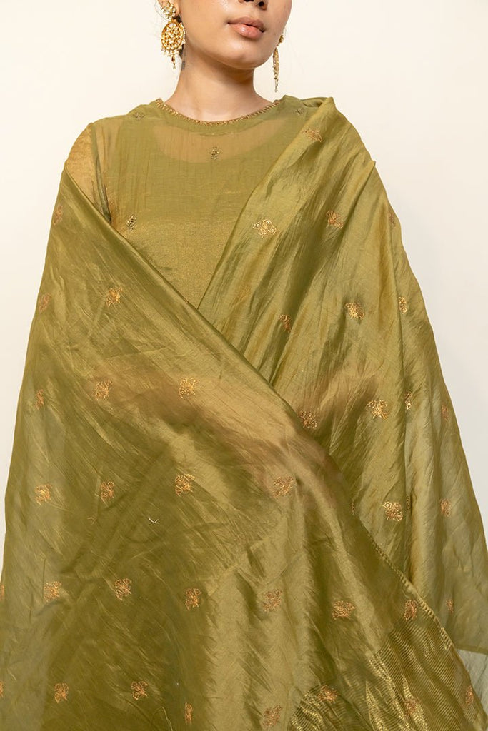 Zareen Gharara Set - Sage Green (Set of 3) - CiceroniKurta Set, Festive wearNirjara