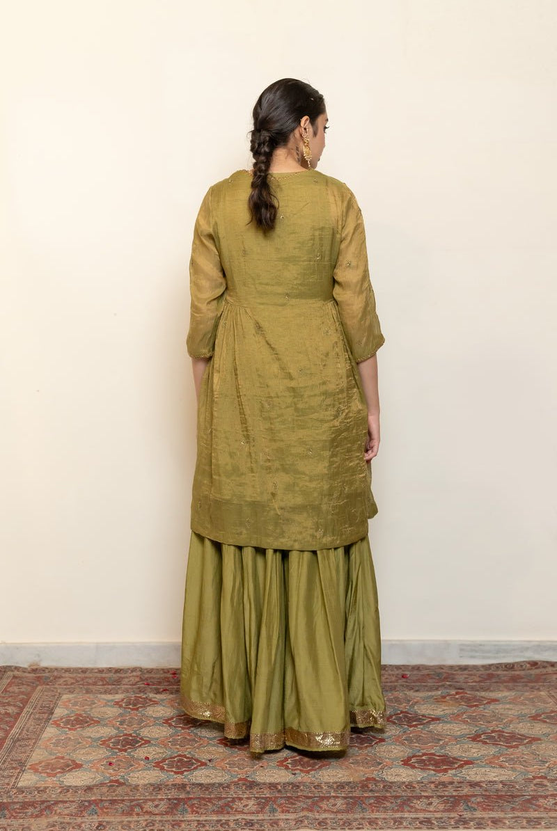Zareen Gharara Set - Sage Green - CiceroniKurta Set, Festive wearNirjara
